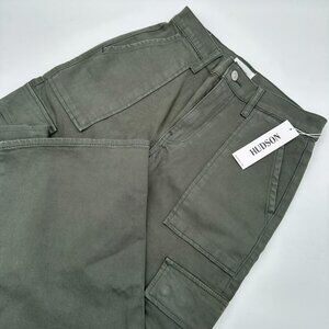 Hudson Jeans Women's Rosalie High Rise Wide Leg Cargo Jean,‎ Size 26, Ivy Green